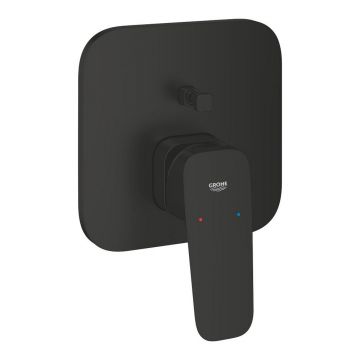 Baterie cada-dus incastrata Grohe Cubeo negru mat fara corp ingropat
