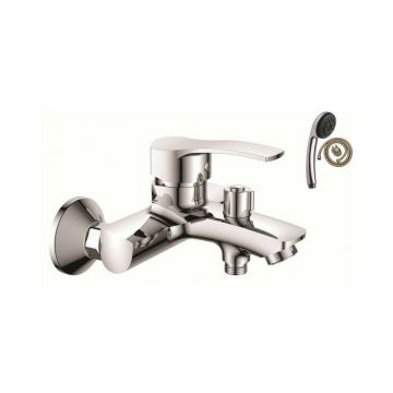 Baterie cada-dus Inter Ceramic Quadrat monocomanda crom lucios cu set de dus