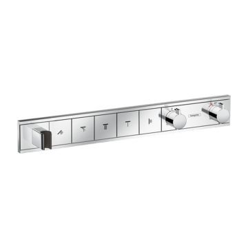 Baterie dus incastrata cu 5 functii Hansgrohe Rainselect cu termostat crom lucios