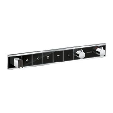 Baterie dus incastrata cu 5 functii Hansgrohe Rainselect cu termostat negru-crom