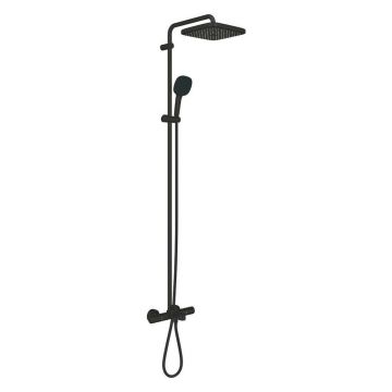 Coloana de dus cu baterie termostatata cu pipa cada negru mat Grohe Tempesta Cosmopolitan 250 Cube