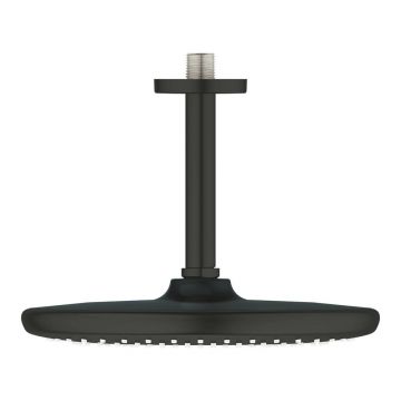 Palarie si brat de dus negru mat Grohe Tempesta 250 Cube rotunda montaj tavan