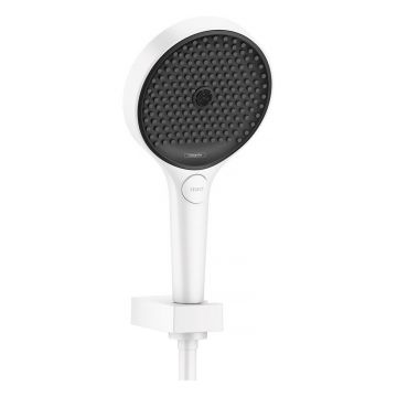 Set de dus cu porter Hansgrohe Rainfinity 130 alb mat 3 functii