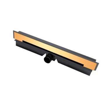 Set rigola pentru dus plus capac FDesign Kleome finisaj negru - auriu 60 cm