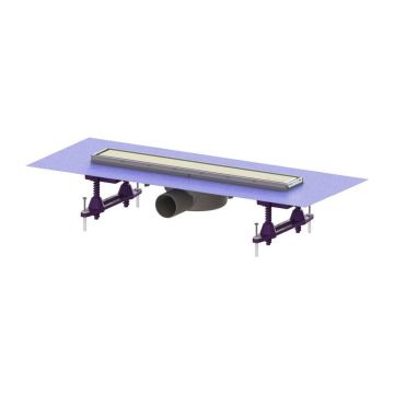 Set rigola pentru dus plus capac Kessel Linearis Compact 55 cm inox cu sita de par si clapeta multistop