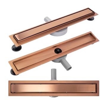 Set rigola pentru dus plus capac Rea Neo Pure finisaj cupru periat 80 cm