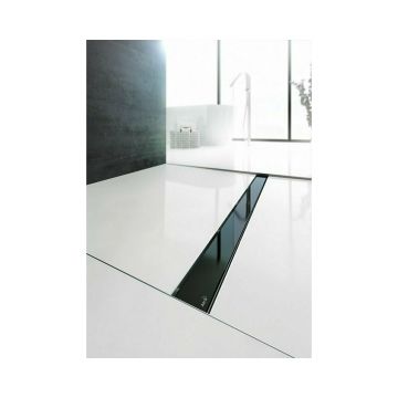 Set rigola pentru dus plus capac sticla neagra Alca Glass si APZ106 30 cm