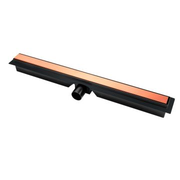 Set rigola slim pentru dus plus capac FDesign Kleome finisaj negru - rose gold 60 cm