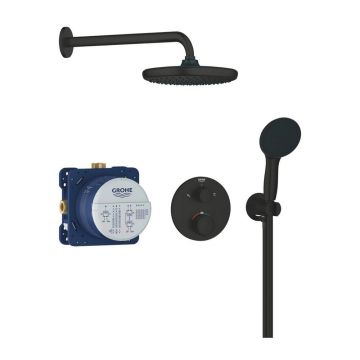 Sistem de dus incastrat Grohe Precision cu palarie rotunda Vitalio Start 250 negru mat