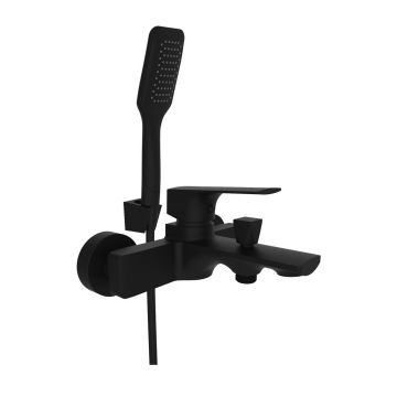 Baterie cada-dus Rubineta Modena monocomanda finisaj negru mat cu set de dus para 1 functie