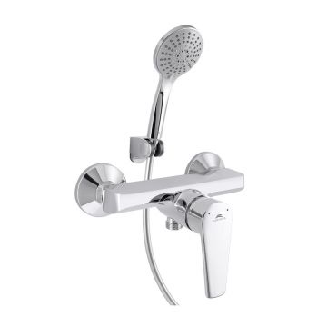 Baterie dus Rubineta Deli monocomanda finisaj crom lucios cu set de dus para cu 5 functii