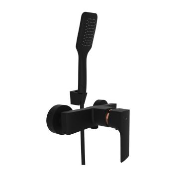 Baterie dus Rubineta Modena monocomanda negru mat cu set de dus para 1 functie