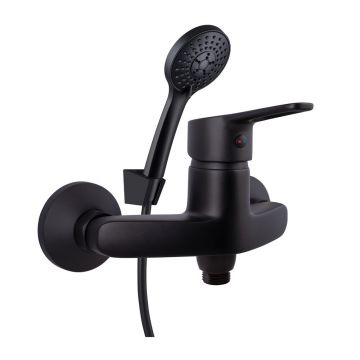 Baterie dus Rubineta Uno monocomanda negru mat cu set de dus para 3 functii