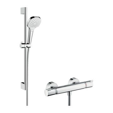 Baterie dus termostatata Hansgrohe Croma Select E crom cu set de dus