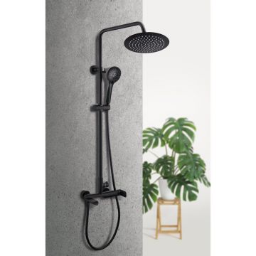 Coloana de dus cu baterie monocomanda Rubineta Olo+Ultra finisaj negru mat