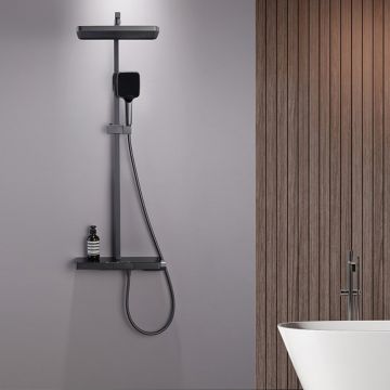 Coloana de dus cu baterie termostatata Inter Ceramic Majestic finisaj gri Gun Grey