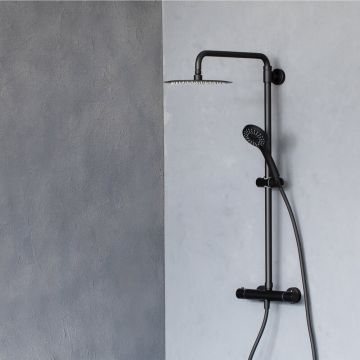 Coloana de dus cu baterie termostatata Rubineta Olo+Thermo finisaj negru mat