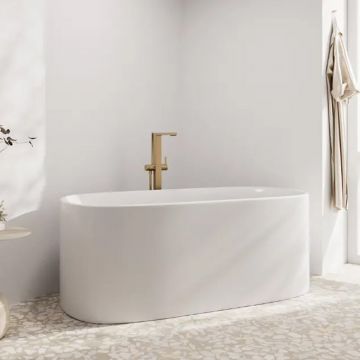 Baterie cada-dus freestanding Hansgrohe Tecturis E bronz periat fara corp ingropat