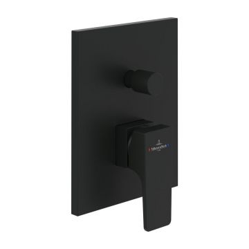 Baterie cada-dus incastrata Villeroy&Boch Architectura Square negru mat fara corp ingropat
