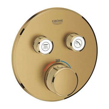 Baterie dus incastrata cu termostat Grohe Grohtherm SmartControl 2 iesiri auriu periat Cool Sunrise