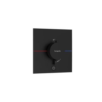 Baterie dus termostatata incastrata negru mat Hansgrohe ShowerSelect Comfort E 1 functie si iesire suplimentara