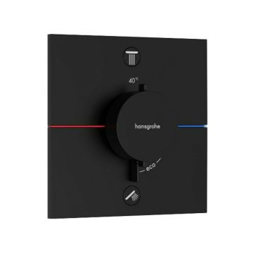 Baterie dus termostatata incastrata negru mat Hansgrohe ShowerSelect Comfort E 2 functii