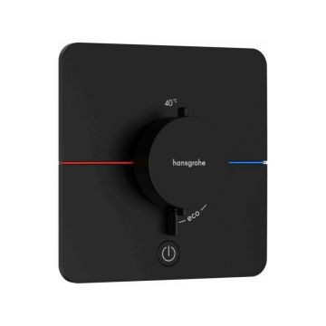 Baterie dus termostatata incastrata negru mat Hansgrohe ShowerSelect Comfort Q 1 functie si iesire suplimentara