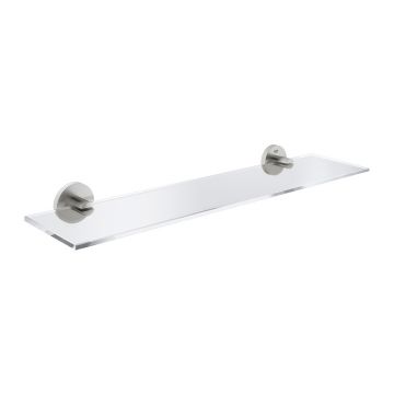 Etajera Grohe Essentials 53 cm sticla transparenta si suport crom periat Supersteel