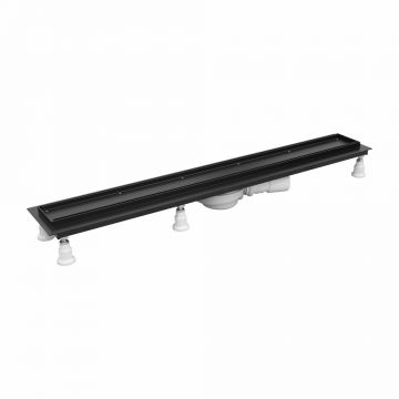 Set rigola pentru dus cu capac faiantabil Omnires Lowfix 90 cm negru