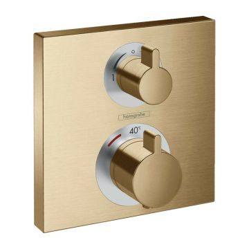 Baterie dus termostatata Hansgrohe Ecostat Square cu montaj incastrat 2 functii bronz periat