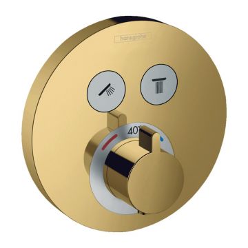 Baterie dus termostatica Hansgrohe ShowerSelect S cu 2 functii auriu lucios