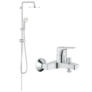 Pachet: Coloana dus Grohe Tempesta 200, baterie cada/dus Bauflow(27389002,23756000)