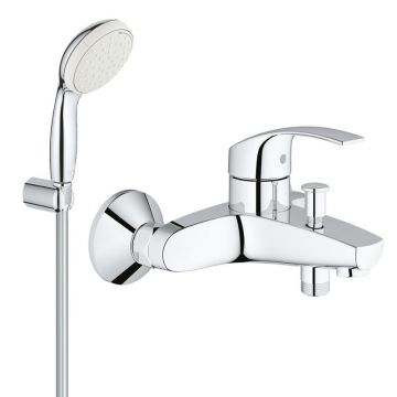 Set baterie cada Grohe Eurosmart, monocomanda, para dus inclusa, cartus ceramic, aerator, Crom-3330220A