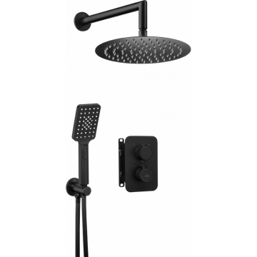 Set de dus incastrat cu baterie termostatica inclusa, negru mat, Deante, Box