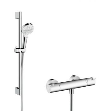 Baterie dus termostatata Hansgrohe Ecostat 1001 CL cu set de dus Crometta Vario cu bara 0.65m