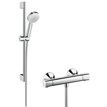 Baterie dus termostatata Hansgrohe Ecostat Universal cu set de dus Crometta 100 Vario cu bara 0.65m