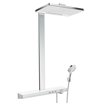 Coloana de dus Hansgrohe Rainmaker Select 460 2jet alb-crom cu baterie termostatata ShowerTablet Select 700