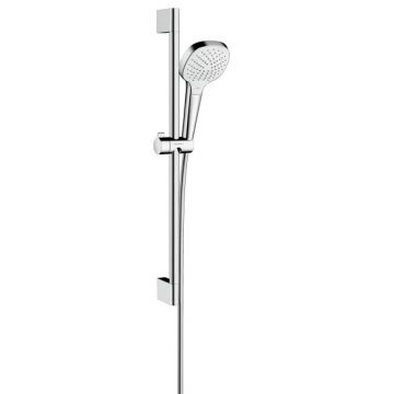 Set de dus Hansgrohe Croma Select E Vario alb-crom cu bara de 0.65 m