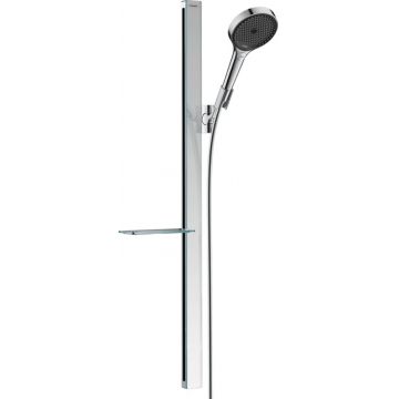 Set de dus Hansgrohe Rainfinity 130 3 tipuri de jet cu bara 90cm furtun 1.6m si savoniera crom