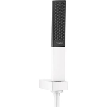 Set de dus Hansgrohe Rainfinity Baton 130 1 jet cu agatatoare si furtun 1.6m alb mat