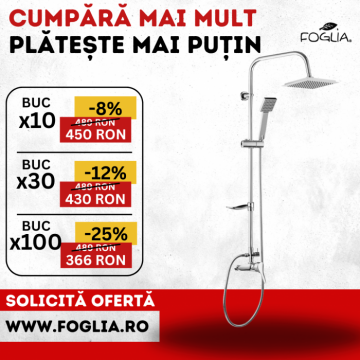 Coloana de dus cu baterie monocomanda crom lucios Deante Joko Square