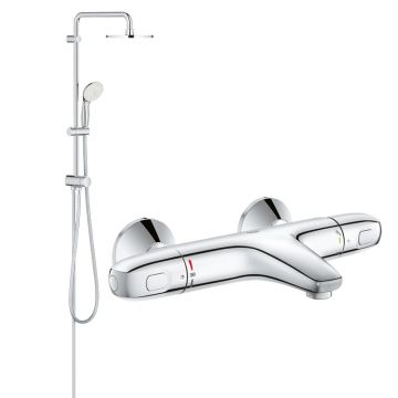 Coloana dus Grohe New Tempesta 200,crom,montare pe perete, baterie cada cu dus termostat Grh 1000 (27389002, 34155003)