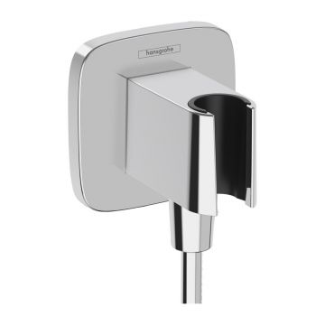 Cot conector dus Hansgrohe Fixfit Q cu suport para crom lucios