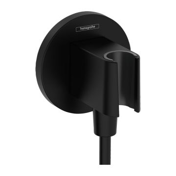 Cot conector dus Hansgrohe Fixfit S cu suport para negru mat