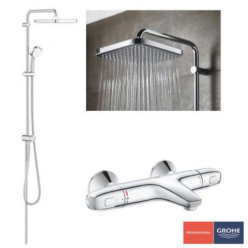 Pachet: Coloana dus Grohe Tempesta 250,palarie patrata, baterie cada/dus Grohtherm 1000 (26694000,34155003 )