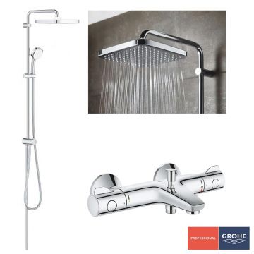 Pachet: Coloana dus Grohe Tempesta 250,palarie patrata, baterie cada/dus Grohtherm 800 (26694000,34567000)