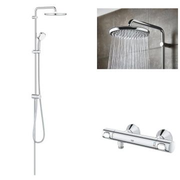 Pachet: Coloana dus Grohe Tempesta 250,palarie rotunda, baterie cabina dus Grohtherm 500 (26675000,34793000)