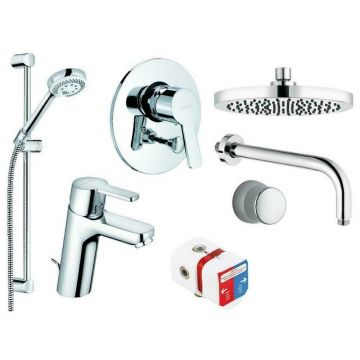 Set baterie lavoar baterie cada - dus si set cu palarie dus Kludi Logo Neo crom Set baterie lavoar baterie cada - dus si set cu palarie dus Kludi Logo Neo crom