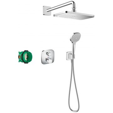 Sistem de dus incastrat termostatat Hansgrohe Croma E 280 Ecostat E cu 2 consumatori crom