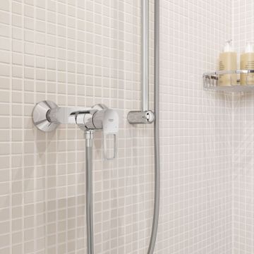 Baterie baie cabina dus Grohe Bauloop,model 2022, montare pe perete, crom-23633001